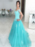 Off the Shoulder Ball Gown Tulle Appliques Prom Dress LBQ3886
